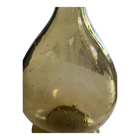 Vintage Amber Glass Vase with Character – 15.5" Hand Blown Mid Century Display - Picture 4 of 8